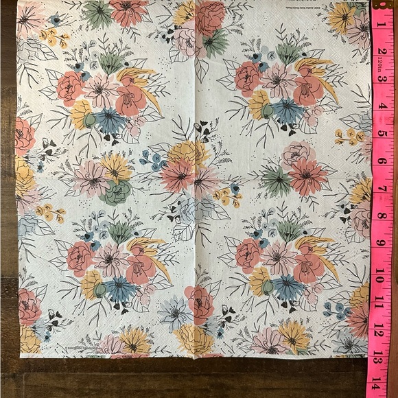 Colorful Spring Flowers and Easter Bunny Paper Napkins - Picture 2 of 5